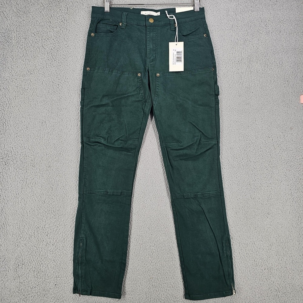 Mnml Jeans Mens 28 Green Ivy M827 Slim Workwear Denim Carpenter Zip Hem Pants